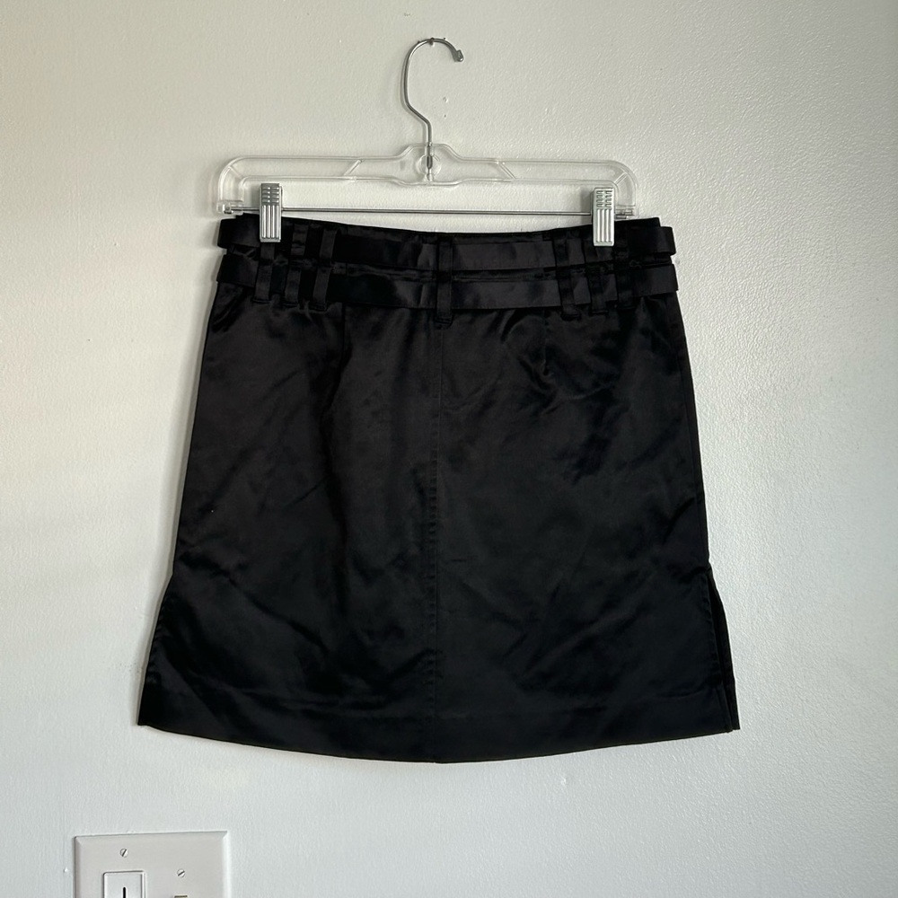 Y2K Black Belted Mini Skirt Vintage Whimsigoth Grunge Goth Vamp 90s - Picture 3 of 8